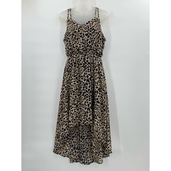 Forever 21 Medium Animal Print Hi Lo Dress Spaghetti Strap Lined - Picture 1 of 8